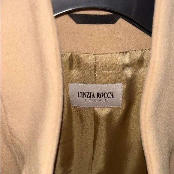 NWT Cinzia Rocca Icons Taupe Wool Cashmere Coat Italy Minimalist Size 12 - Picture 7 of 14